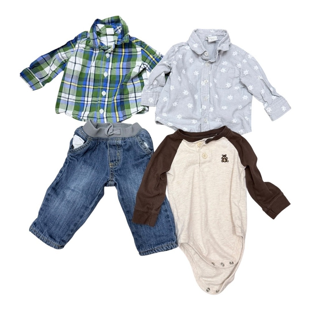 Gymboree Garanimals Old Navy Baby Boy 3-6M Bundle Jeans Bodysuit‎ Plaid Shirts